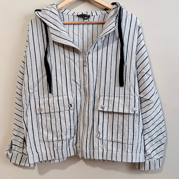 Lightweight Striped Linen and Cotton Anorak Zip Jacket with Hood Spring / Summer - Picture 11 of 11